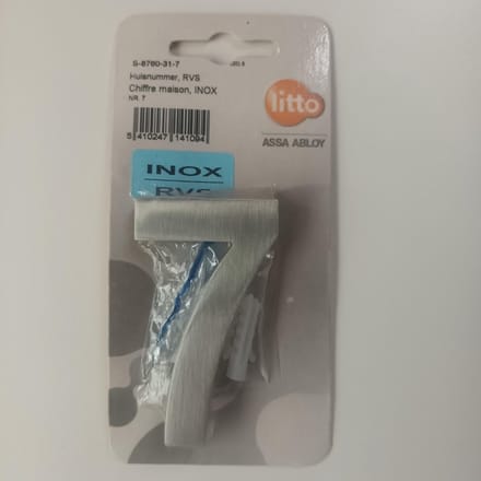 Huisnummer Nummer Inox RVS Nummer Cijfer 7 Litto Assa Abloy 74mm Onzichtbare Bevestiging