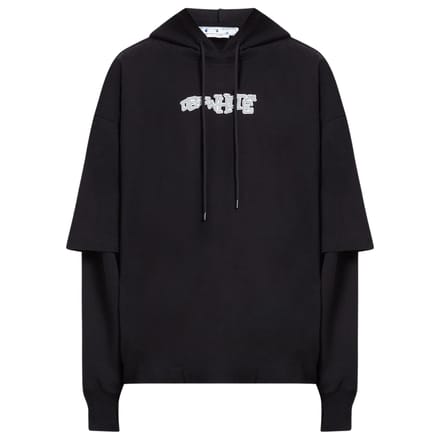 Gebroken witte Carlos Type Double Tee zwarte hoodie