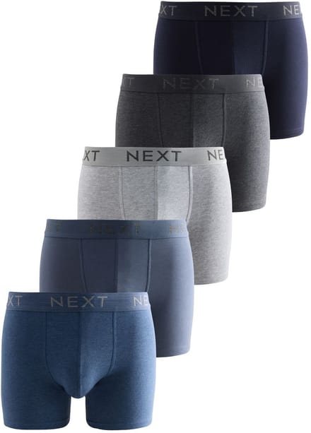 Next - Heren - Set van 5 katoenrijke boxershorts - Blauw