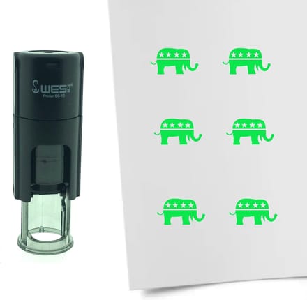 CombiCraft Stempel Olifant van de Republikeinen 10mm rond - groene inkt