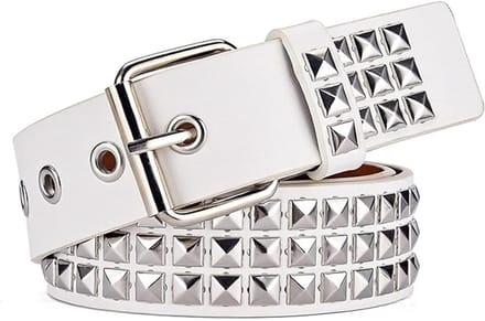Riem - Metal Punk Rock Studded Riem - Unisex - Grommet Pyramid Gothic Studded Riem - Wit Verstelbaar