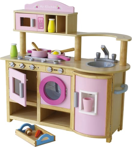 Mentari Roze Houten Keuken - Met koelkast, oven en wasmachine