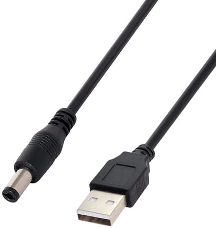 DrPhone DC-Core USB-naar-DC 5V Oplaadkabel – USB A Male naar 5,5 x 2,5 mm DC Plug kabel