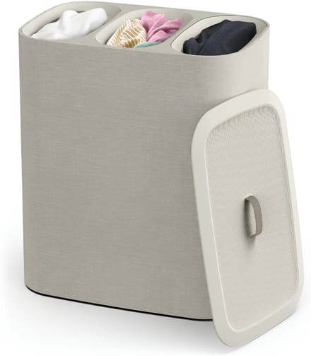 SP® Wasmand - 3L - Wasmand Met Deksel - Wassorteerder - Beige - 40cm x 60cm x 71cm