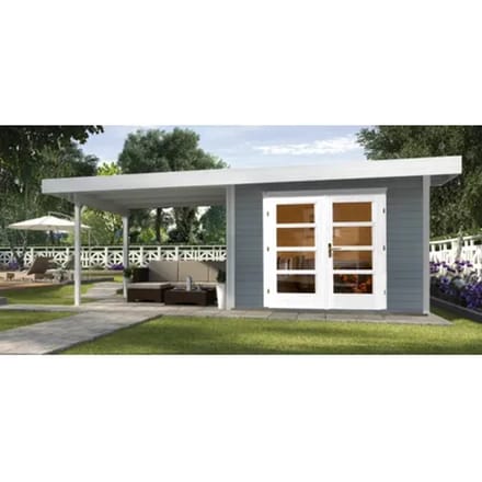 Weka Tuinhuis Met Overkapping 126+ Type B Gr1 Grijs 240x645cm