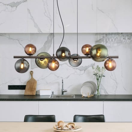Globo - hanglamp - RIHA - multicolor - glas - grote eettafellamp - G9 - 56142-9H