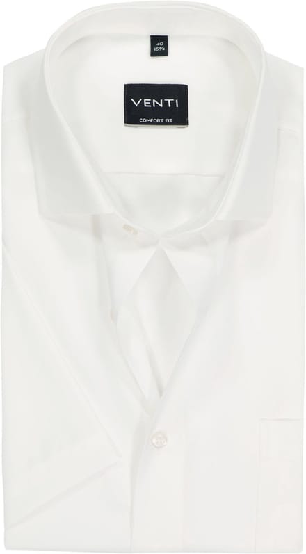 VENTI CASA MODA comfort fit overhemd - korte mouw - structuur - offwhite - Strijkvrij - Boordmaat: 43