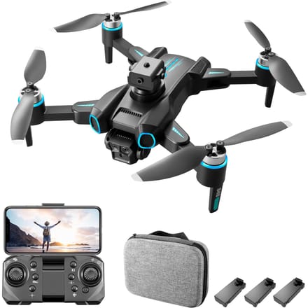 Drone télécommandé avec caméra 6K, double caméra, pliable, évitement d'obstacles, moteur sans balais 4K dual camera 3 battery noir