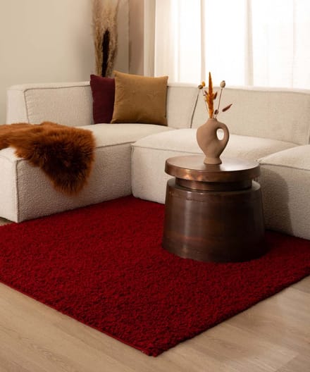 Vierkant hoogpolig vloerkleed - Shaggy Trend rood 100x100