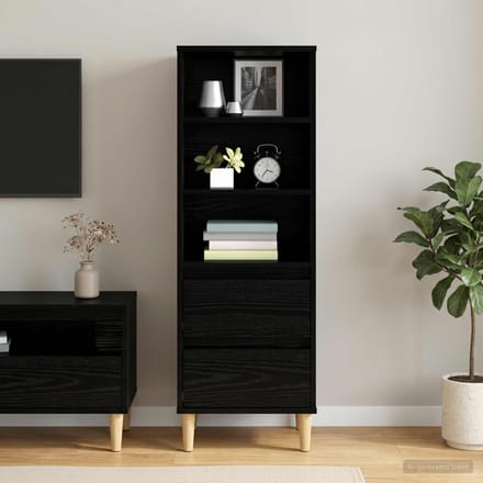 vidaXL - Highboard - Zwart - eiken - 40 - x - 36 - x - 110 - cm - Bewerkt - hout