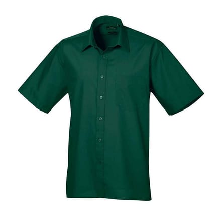 Premier Heren Poplin overhemd met korte mouwen (Fles groen)