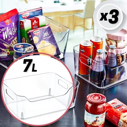 Keukenkastorganizer Set van 3 emhouse 3x7L Koelkast organizer koelkast bakjes bewaar doos Transparant