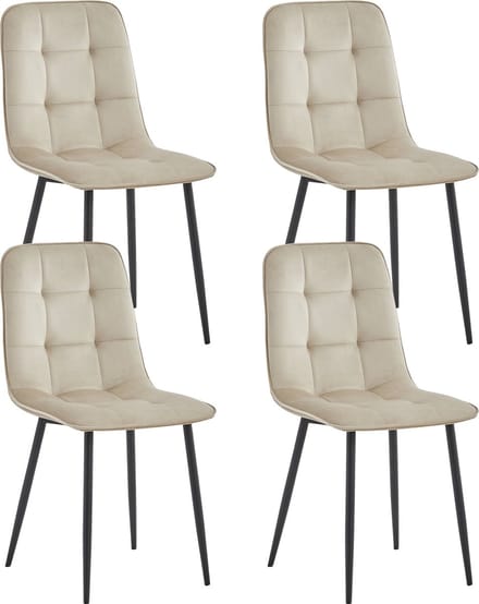 Colenis - Ela Eetkamerstoel - Set Van 4 - Beige - Velvet - Design