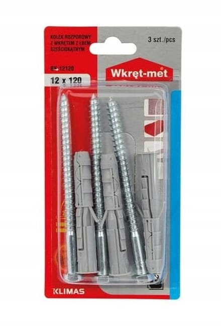 Wkręt-met - Universele Nylon Spreidpluggen - 12mm x 120mm - Zeskantkop - 3 Stuks