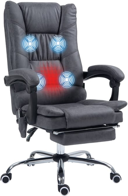 Vinsetto-Massage-Bürostuhl-Mikrofaser-64L x 70B x 110-118H cm-Dunkelgrau
