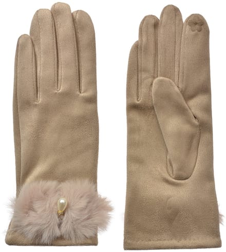 Clayre & Eef Handschoenen Winter 9x23 cm Beige Polyester
