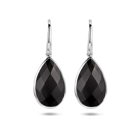 Glams oorhangers onyx franse haak - Zilver