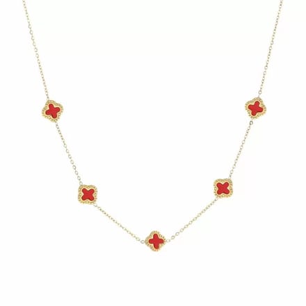 Bijoutheek Collier 5 Klavers Rood