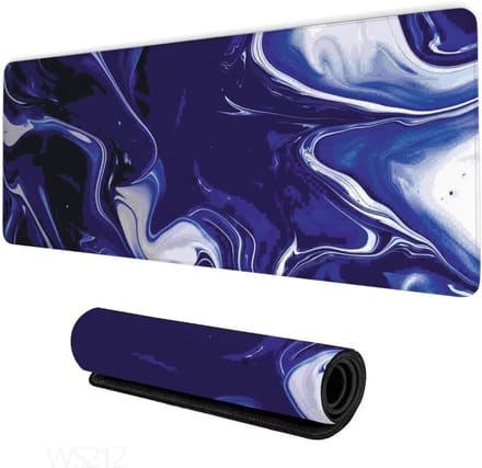 XXL Muismat - Bureaumat Groot - Gaming Kantoor - Antislip Basis - 160x80cm - Blauw Wit