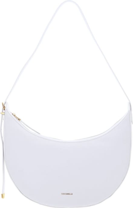 COCCINELLE Leren Schoudertas Coccinelle Gleen Handbag Grained Leather Brillant White Wit