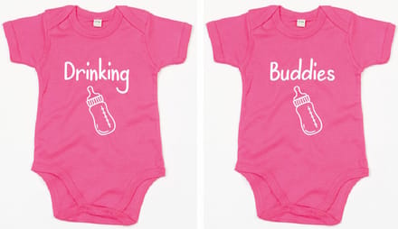 Rompertjes - Drinking Buddies-Fuchsia-6-12 Maanden