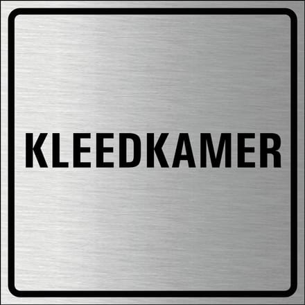 Kleedkamer bordje, geborsteld aluminium 150 x 150 mm