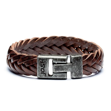 Josh Heren Armband Leer;Metaal  -  BruinZilverkleurig