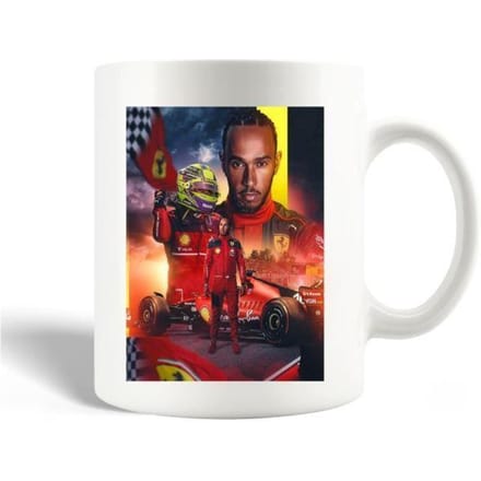 Mug - Scuderia Ferrari - Lewis Hamilton - Céramique - Blanc - Compatible lave-vaisselle blanc