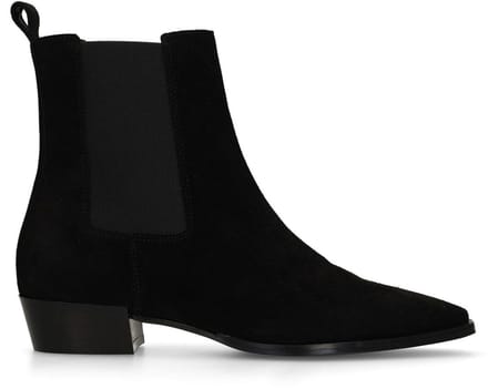 Manfield - Dames - Zwarte suède chelsea boots - Maat 40