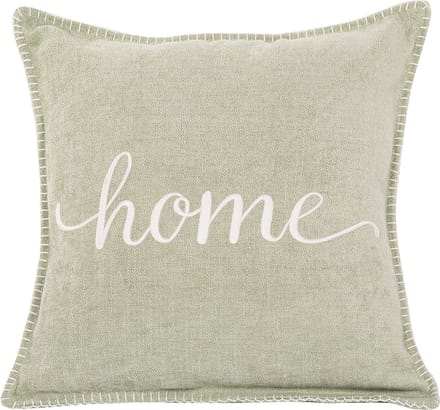 TISECO HOME STUDIO - Kussen (gevuld) DAMIAN - Geborduurde HOME tekst - Vierkant - 45x45 cm - Groen