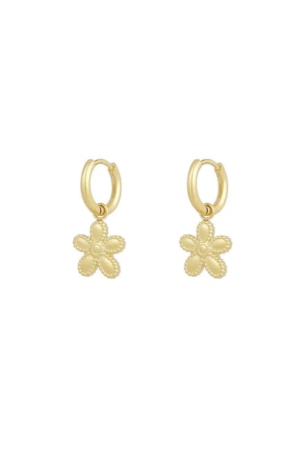 Oorbellen hangers bloem - goud - yehwang- dames - sieraden stainless steel - waterproof - Flower - basic
