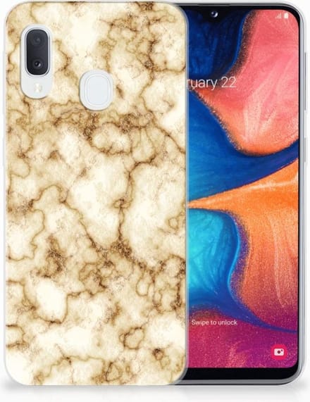 Samsung Galaxy A20e TPU Siliconen Hoesje Marmer Goud