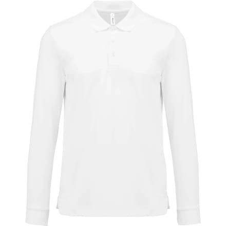 SportPolo Unisex XXL Proact Kraag met knopen Lange mouw White 100% Polyester