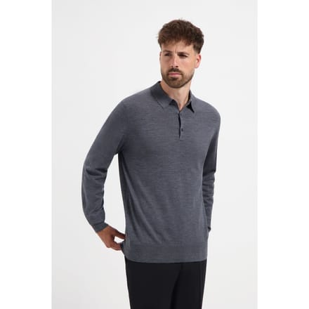 MERSO Polo – Longsleeve Trui – 100% Merino Wol – Storm Grey
