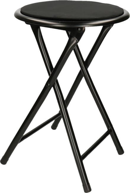 Excellent Houseware - bijzet krukje/stoel - Opvouwbaar - zwart - D30 x H45