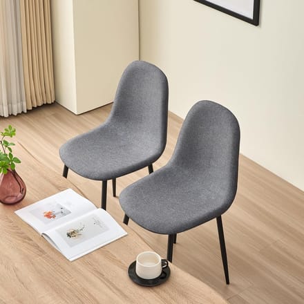 Berlin Luxe Gestoffeerde Eetkamerstoelen Set van 4 Grijs – 55 x 44 x 85 cm