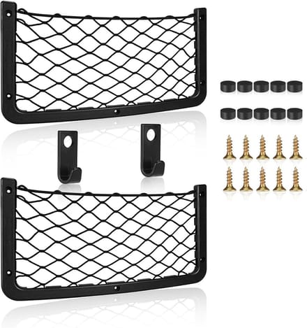 Famanu – Multifunctioneel elastisch opbergnet – Diverse maten – Voor auto, camper, boot en thuisgebruik – Met schroeven
