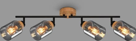 BRILONER - HEMA - Spot, met hout, rookglas, 4x E27 max. 10W