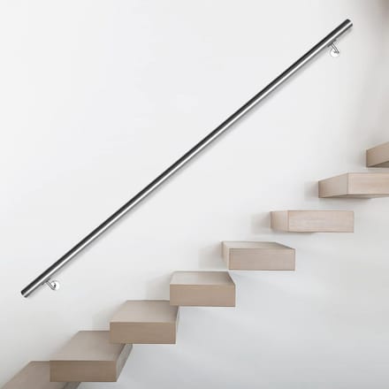 RVS Trapleuning 120 cm - Wandsteun & Eindkappen - Binnen en Buiten Geschikt