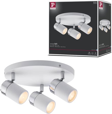 Spotlight Zyli IP44 GU10 230V max. 3x10W dimbaar Wit, Chroom