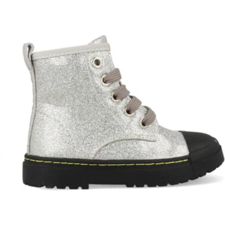 Shoesme zilvermetallic lage bikerboot met stootneus