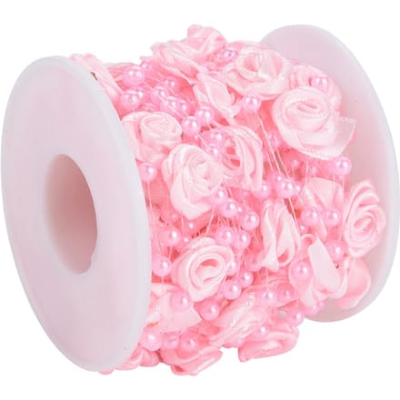 10m rol Roos Kunstparel Draad Kralen Slinger String DIY Bruiloftsdecoratie(roze)