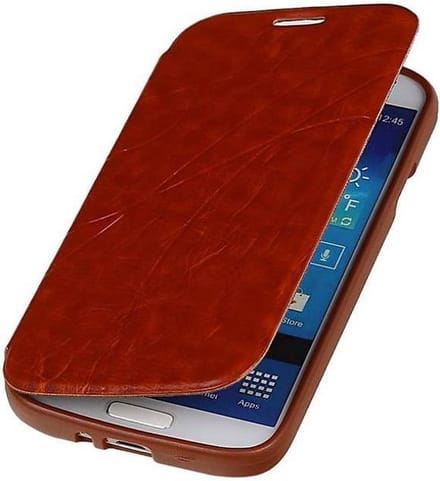 Easy Booktype hoesje Geschikt voor Samsung Galaxy S4 i9500 Bruin