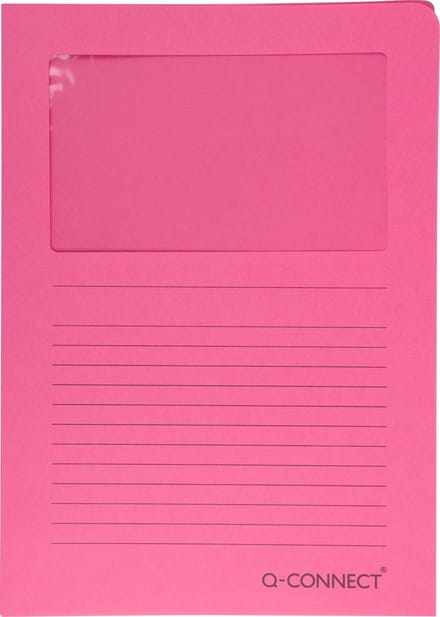 Q-CONNECT L-map met venster | 120 g/mÂ² | A4 | pak van 100 stuks | roze