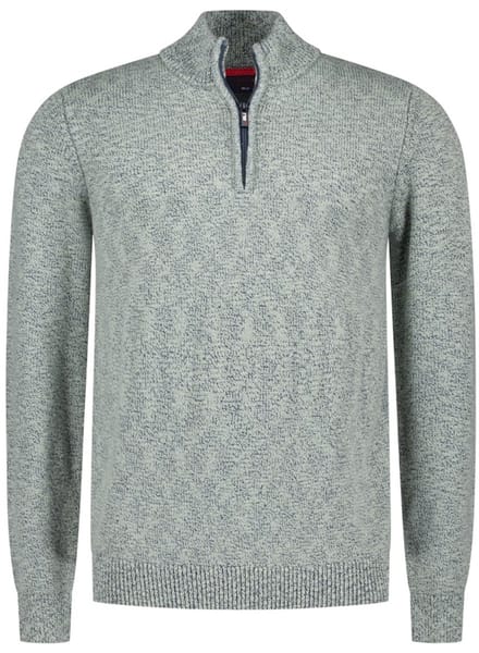 katoenen NZA trui half zip groen gemêleerd gebreid