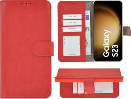 MoDo hoesje Geschikt voor Samsung Galaxy S23 - Kunstleer Book Case - Rood