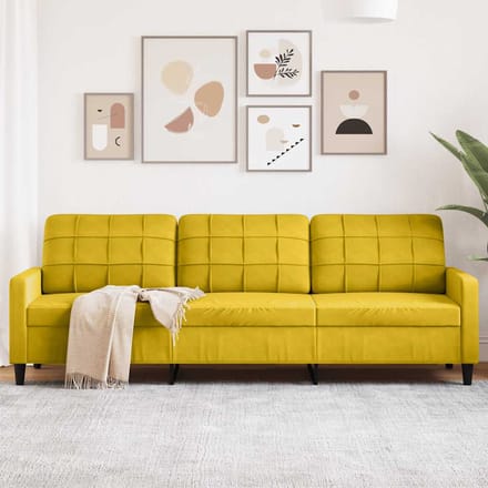 vidaXL - Driezitsbank - 210 - cm - fluweel - geel