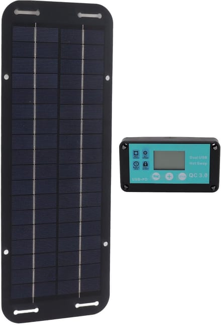 Zonnepaneel Kit - Zonnecel Oplader - Accu Onderhoud - Waterdichte MPPT Controller - 20W Vermogen - Zwart