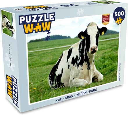 Puzzel Koe - Gras - Dieren - Berg - Legpuzzel - Puzzel 500 stukjes