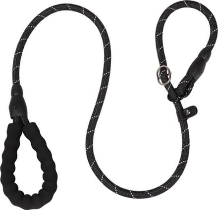Nixnix® - Honden riem - 1,2m Lang - Zwart - Reflecterend - Dikte 1,2cm